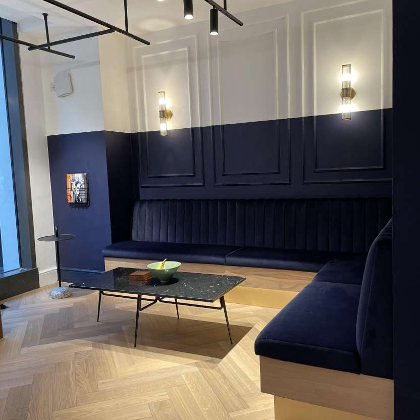Gramercy park studio reception and seating area